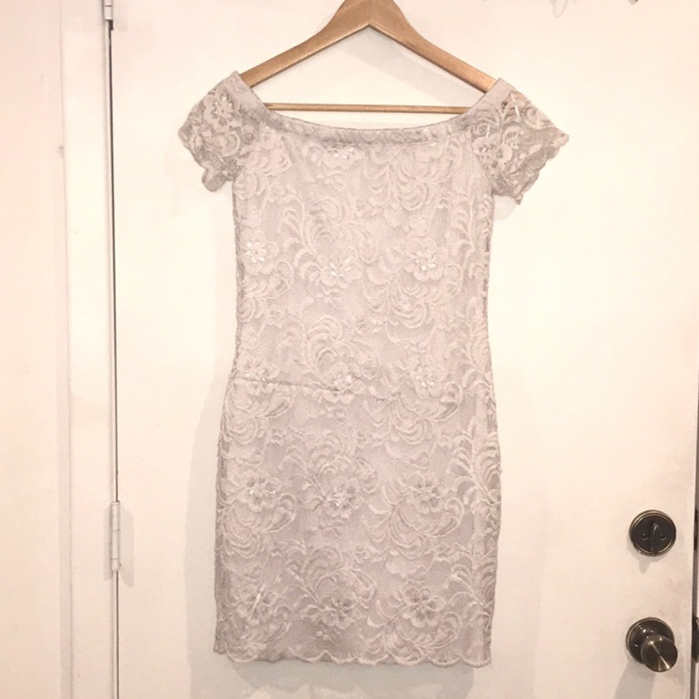 White off the shoulder lace dress
